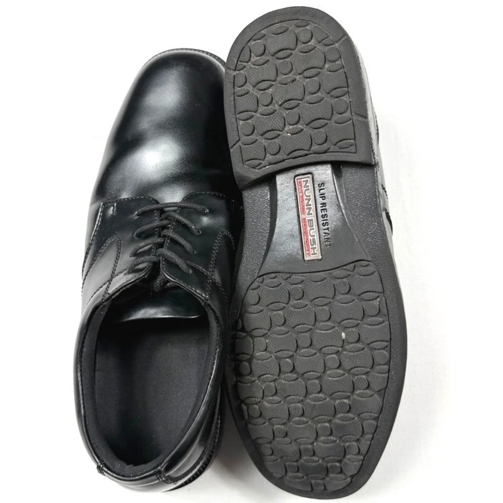 Nunn Bush Mens Black Leather Oxford Dress Shoes 81209-001 Slip Resistant 10.5‎ M